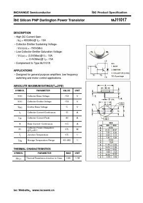 MJ11017 Datasheet PDF Inchange Semiconductor