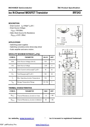 IRF243 Datasheet PDF Inchange Semiconductor