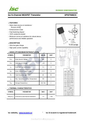 SPI07N65C3 Datasheet PDF Inchange Semiconductor