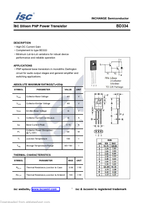 BD334 Datasheet PDF Inchange Semiconductor