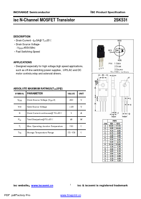 2SK531 Datasheet PDF Inchange Semiconductor