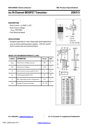 2SK513 Datasheet PDF Inchange Semiconductor