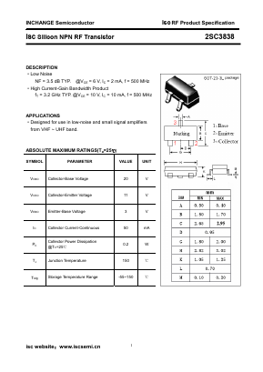 2SC3838 Datasheet PDF Inchange Semiconductor