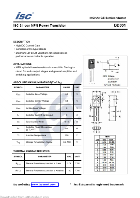 BD331 Datasheet PDF Inchange Semiconductor