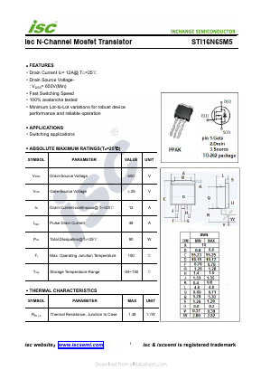 STI16N65M5 Datasheet PDF Inchange Semiconductor