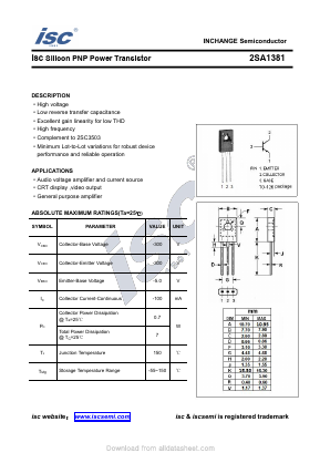 2SA1381 Datasheet PDF Inchange Semiconductor
