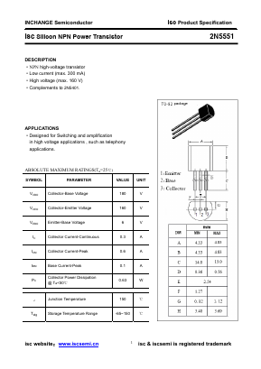 2N5551 Datasheet PDF Inchange Semiconductor