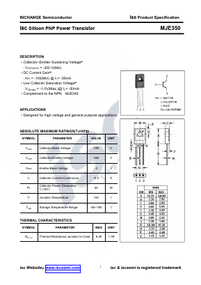 MJE350 Datasheet PDF Inchange Semiconductor