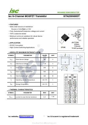 IXTA200N085T Datasheet PDF Inchange Semiconductor