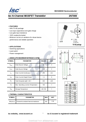 2N7000 Datasheet PDF Inchange Semiconductor
