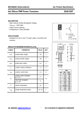2SA1507 Datasheet PDF Inchange Semiconductor