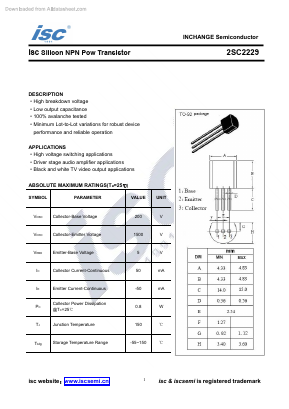 C2229 Datasheet PDF Inchange Semiconductor