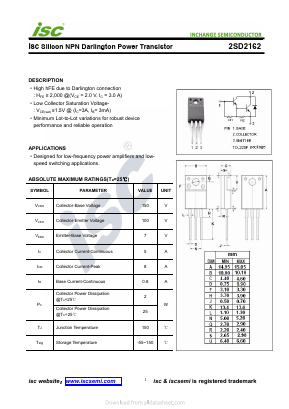 2SD2162 Datasheet PDF Inchange Semiconductor