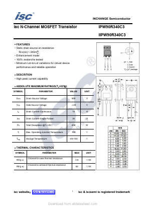 IIPW90R340C3 Datasheet PDF Inchange Semiconductor