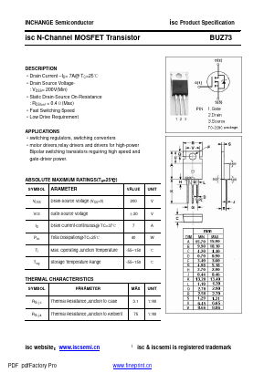 BUZ73 Datasheet PDF Inchange Semiconductor
