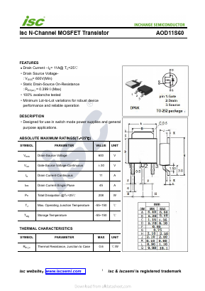 AOD11S60 Datasheet PDF Inchange Semiconductor
