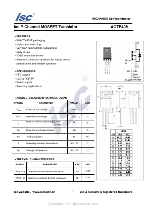 AOTF409 Datasheet PDF Inchange Semiconductor