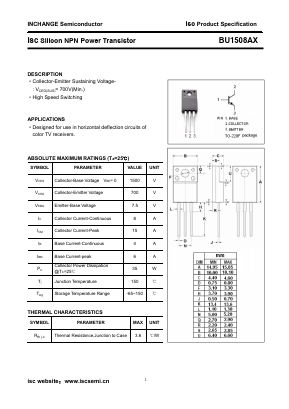 BU1508AX Datasheet PDF Inchange Semiconductor