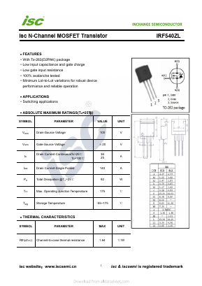 IRF540ZL Datasheet PDF Inchange Semiconductor