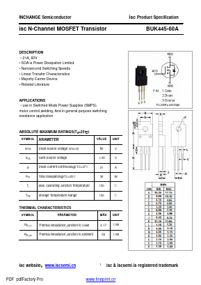 BUK445-60A Datasheet PDF Inchange Semiconductor