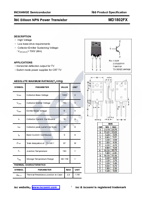 MD1802FX Datasheet PDF Inchange Semiconductor
