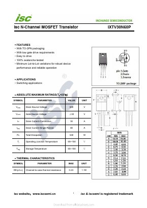 IXTV30N60P Datasheet PDF Inchange Semiconductor