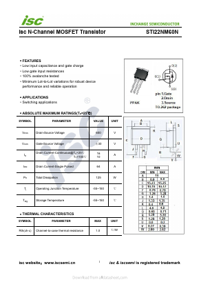 STI22NM60N Datasheet PDF Inchange Semiconductor