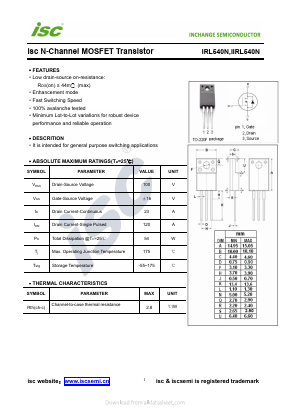 IIRL540N Datasheet PDF Inchange Semiconductor