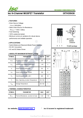 IXTH35N30 Datasheet PDF Inchange Semiconductor