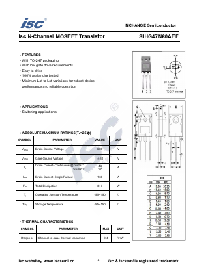 SIHG47N60AEF Datasheet PDF Inchange Semiconductor