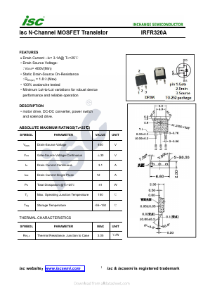 IRFR320A Datasheet PDF Inchange Semiconductor