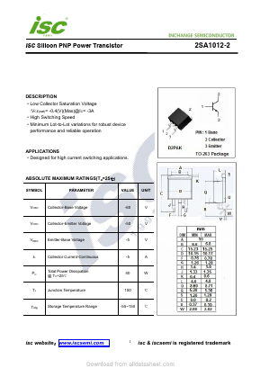A1012-2 Datasheet PDF Inchange Semiconductor