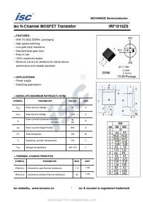 IRF1010ZS Datasheet PDF Inchange Semiconductor