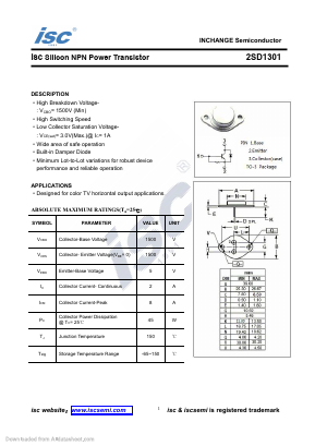 2SD1301 Datasheet PDF Inchange Semiconductor