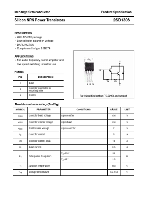 2SD1308 Datasheet PDF Inchange Semiconductor