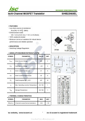 SIHB22N60EL Datasheet PDF Inchange Semiconductor
