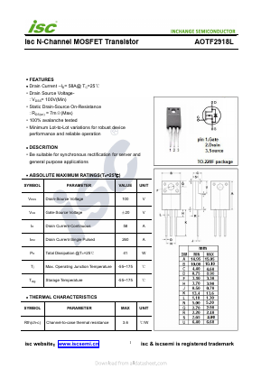 AOTF2918L Datasheet PDF Inchange Semiconductor