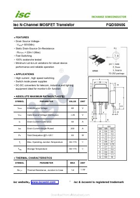 FQD50N06 Datasheet PDF Inchange Semiconductor