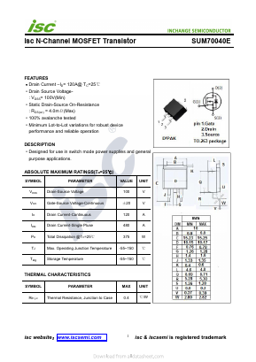 SUM70040E Datasheet PDF Inchange Semiconductor