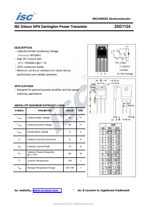 D1124 Datasheet PDF Inchange Semiconductor