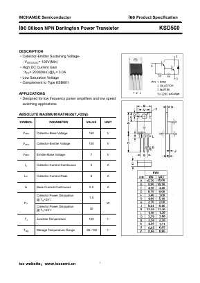 KSD560 Datasheet PDF Inchange Semiconductor
