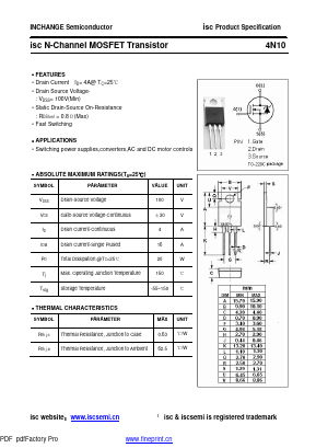 4N10 Datasheet PDF Inchange Semiconductor