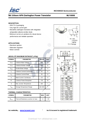MJ10005 Datasheet PDF Inchange Semiconductor
