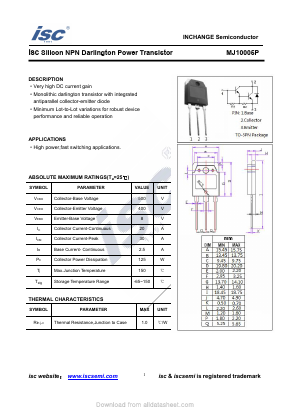 MJ10005P Datasheet PDF Inchange Semiconductor
