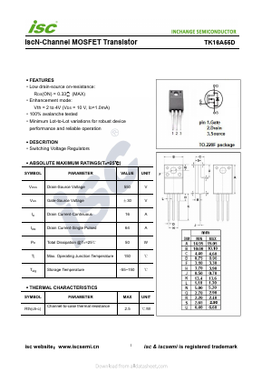 TK16A55D Datasheet PDF Inchange Semiconductor