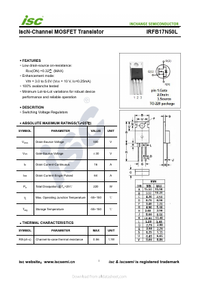 IRFB17N50L Datasheet PDF Inchange Semiconductor