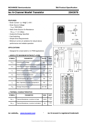 2SK3878 Datasheet PDF Inchange Semiconductor