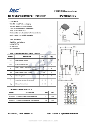 IPD088N06N3G Datasheet PDF Inchange Semiconductor