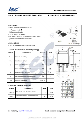 IPD068P03L3 Datasheet PDF Inchange Semiconductor