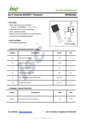 IRF9Z34NL Datasheet PDF Inchange Semiconductor